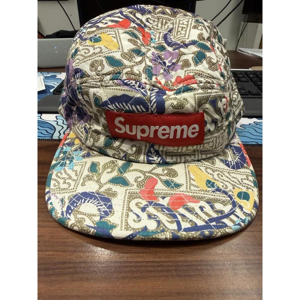 Supreme Quilted Paradise 5 Panel Camp Hat Box Logo Rare